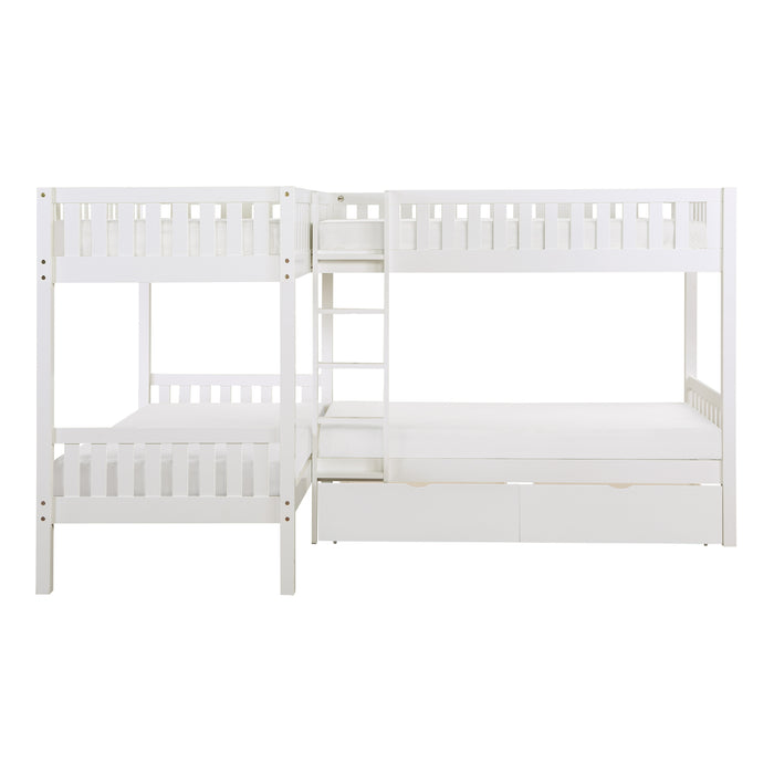 Galen - (4) Corner Bunk Bed with Storage Boxes