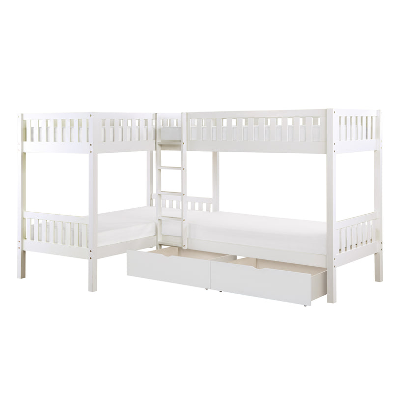 Galen - (4) Corner Bunk Bed with Storage Boxes