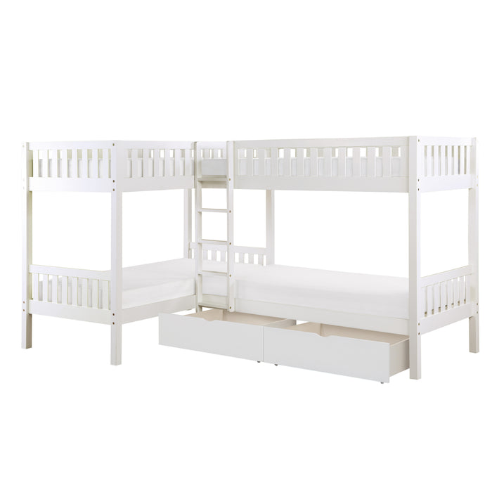 Galen - (4) Corner Bunk Bed with Storage Boxes