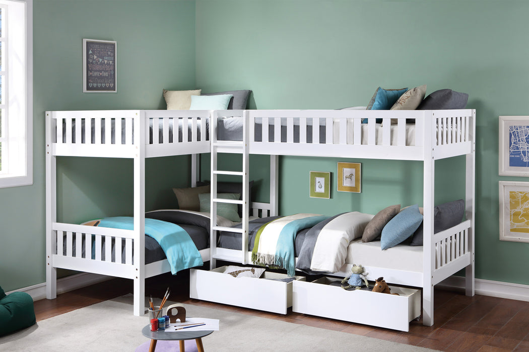 Galen - (4) Corner Bunk Bed with Storage Boxes