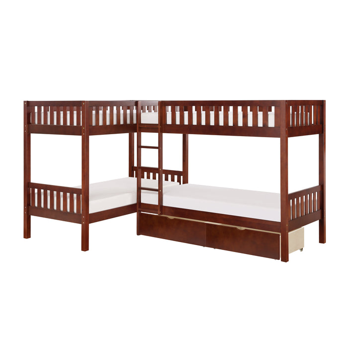 Rowe - (4) Corner Bunk Bed with Storage Boxes