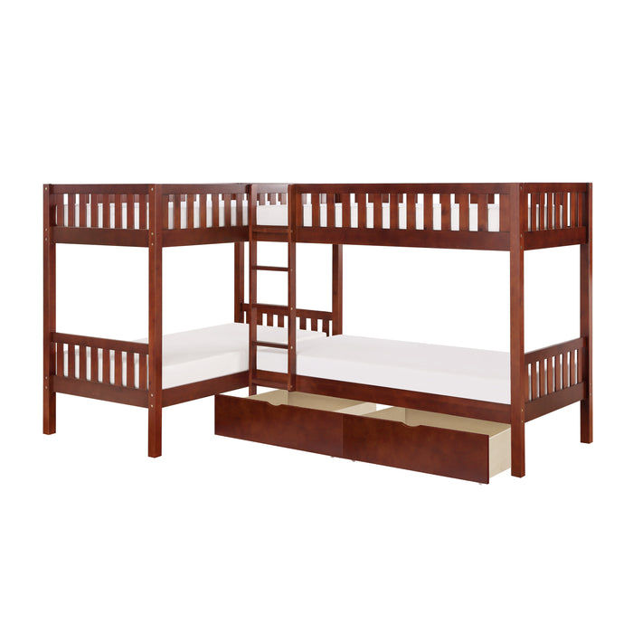 Rowe - (4) Corner Bunk Bed with Storage Boxes