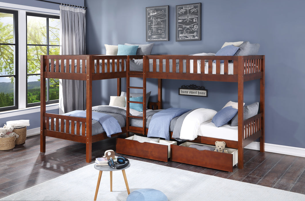 Rowe - (4) Corner Bunk Bed with Storage Boxes