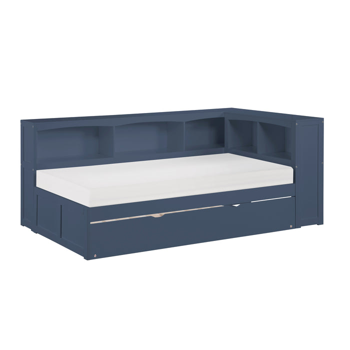 Nora - (3) Twin Bookcase Corner Platform Bed