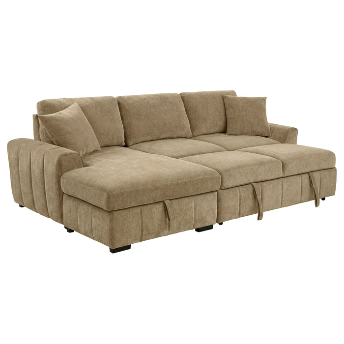 Pastrana Upholstered Sleeper Sectional Sofa LAF Chaise Camel