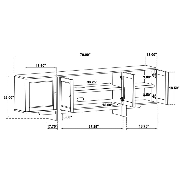 Kailani 79-inch 4-door Cane TV Stand Media Console Beige Oak