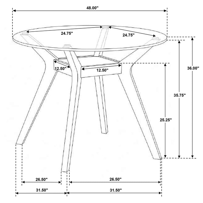 Paxton Round 48-inch Glass Top Counter Height Dining Table Brown
