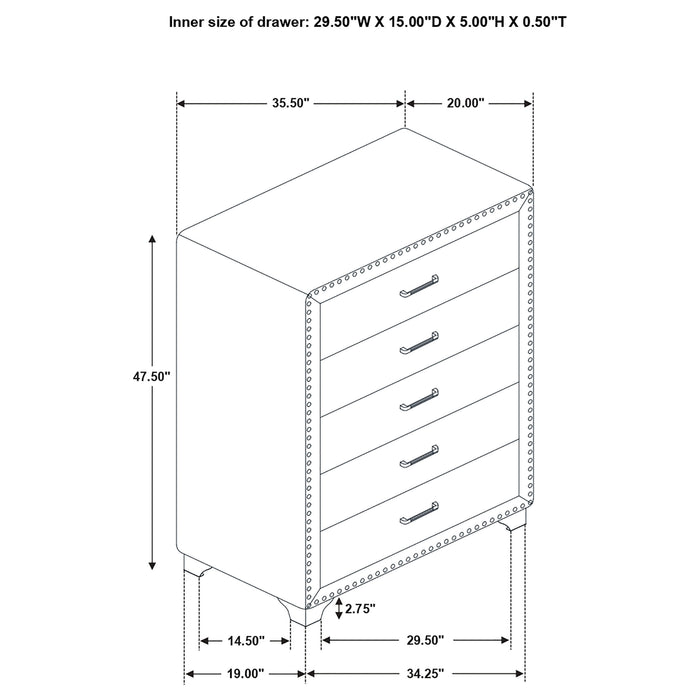 Melody Upholstered 2-drawer Nightstand Grey
