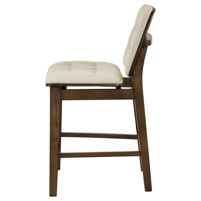 Redbridge Velvet Upholstered Counter Chair Cream and Walnut (Set of 2)