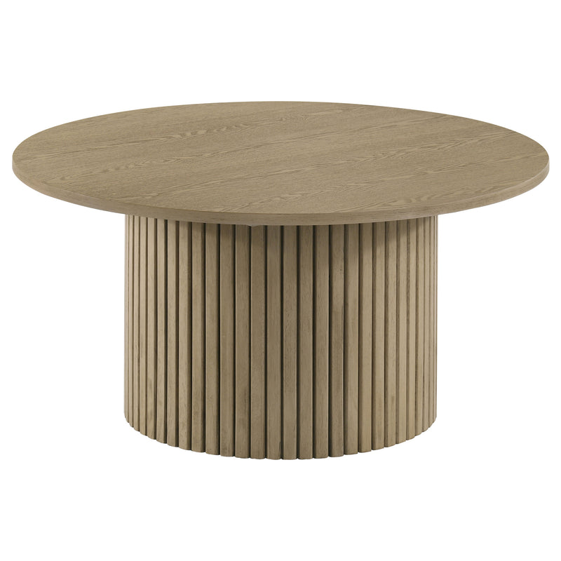 Hamlyn Round Fluted Occasional Cocktail Coffee Table Natural Oak