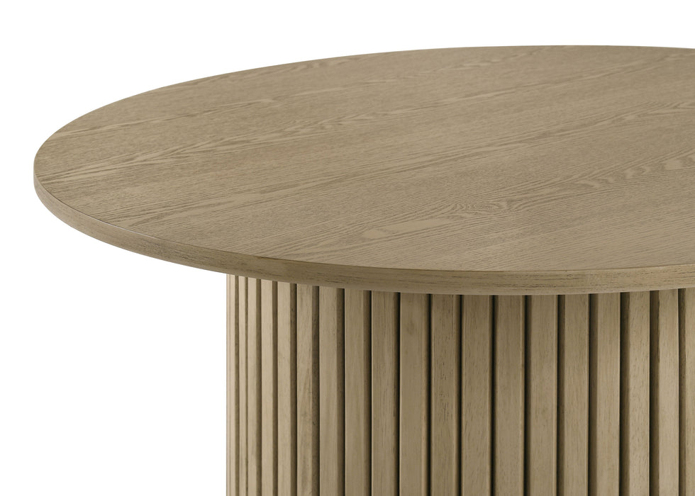 Hamlyn Round Fluted Occasional Cocktail Coffee Table Natural Oak