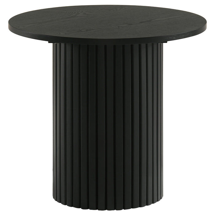 Hamlyn 3-piece Round Fluted Coffee and End Table Set Black
