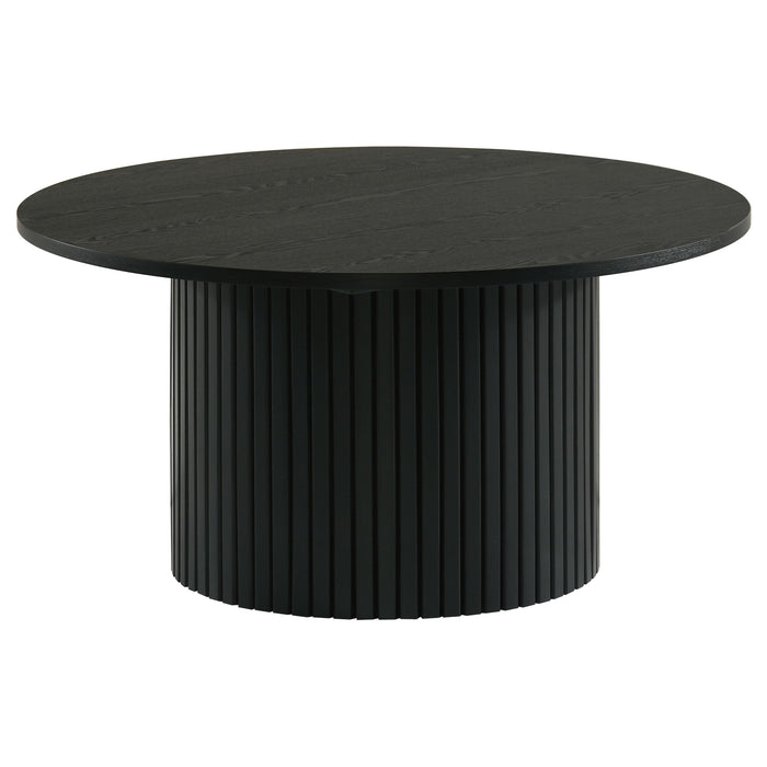 Hamlyn 3-piece Round Fluted Coffee and End Table Set Black