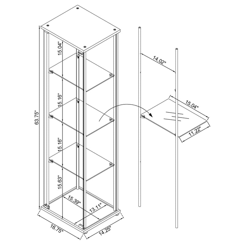 Bellatrix 3-shelf Clear Glass Curio Cabinet Mango