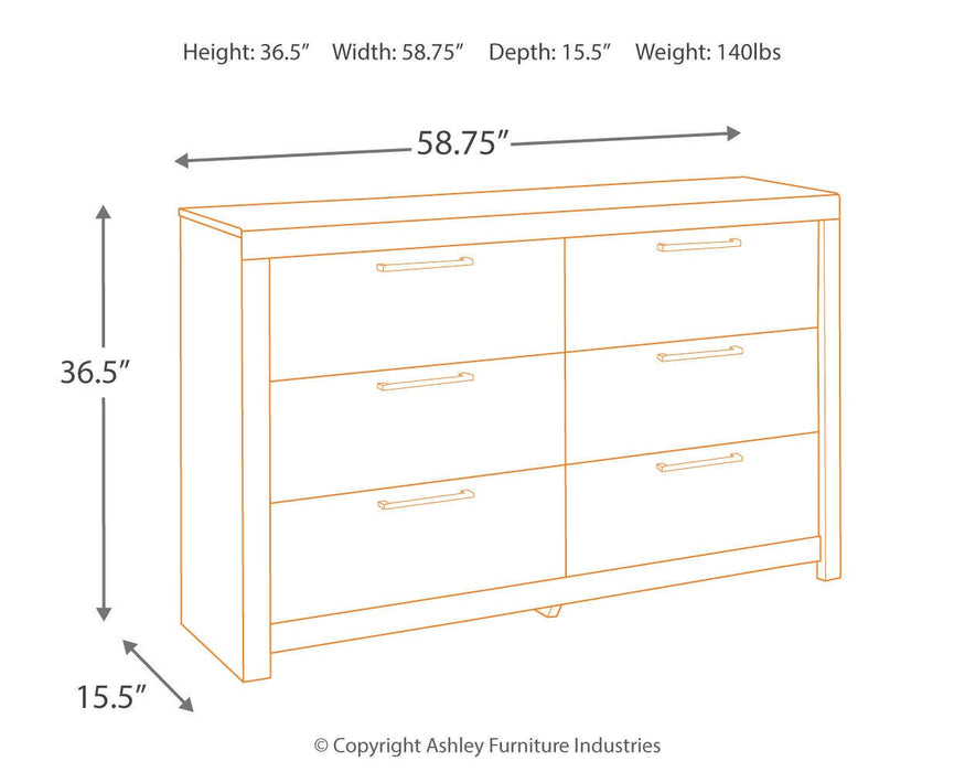Derekson Six Drawer Dresser