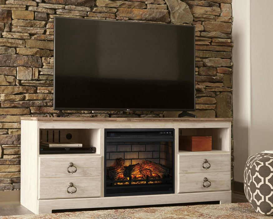 Mueble de TV Willowton de 64" con chimenea eléctrica