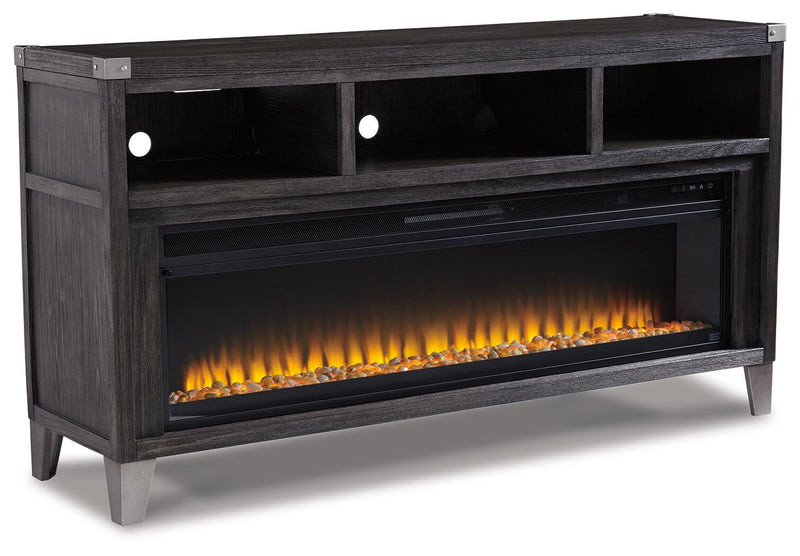 Mueble de TV Todoe de 65" con chimenea eléctrica