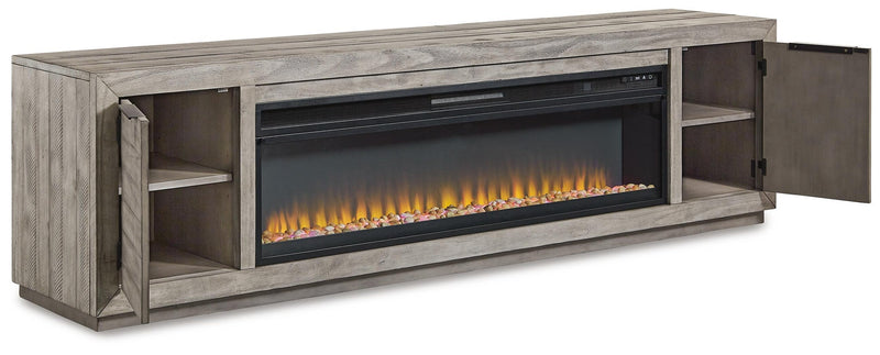 Mueble de TV Naydell de 92" con chimenea eléctrica