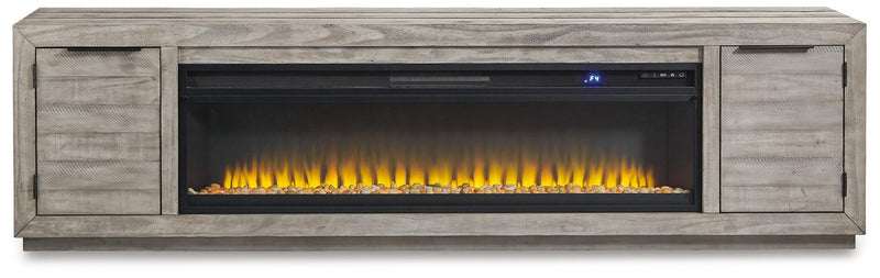 Mueble de TV Naydell de 92" con chimenea eléctrica