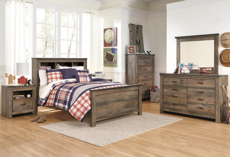 Cama con estantes y librería Trinell