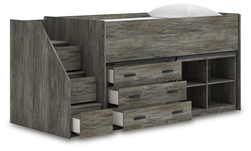 Frandern Twin Loft  Bed with Bookcase and Drawer Storage