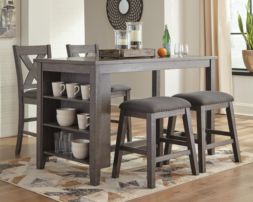 Mesa de comedor de altura de mostrador y 4 taburetes de bar Caitbrook