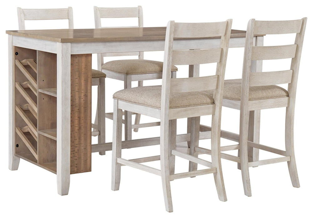 Mesa de comedor de altura de mostrador y 4 taburetes de bar Skempton