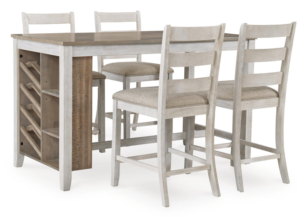 Mesa de comedor de altura de mostrador y 4 taburetes de bar Skempton