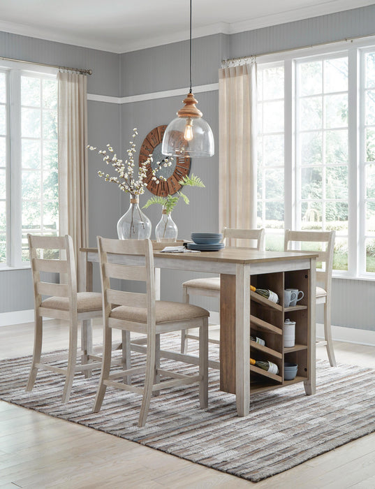 Mesa de comedor de altura de mostrador y 4 taburetes de bar Skempton