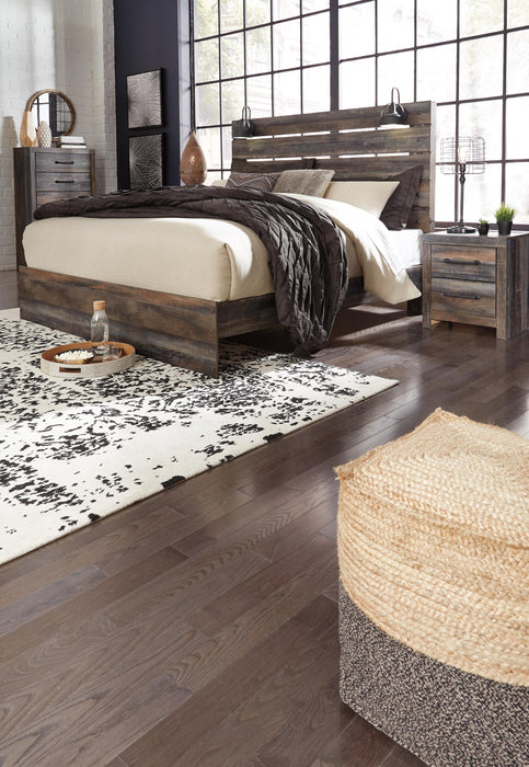 Cama King con paneles y tocador con espejo Drystan