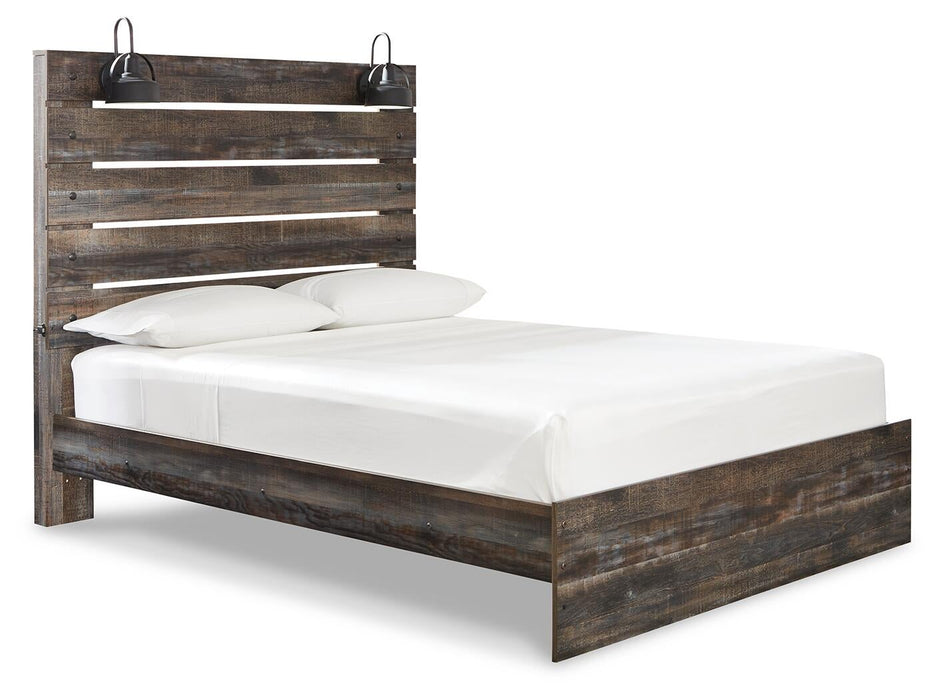 Cama Queen con paneles y tocador con espejo Drystan