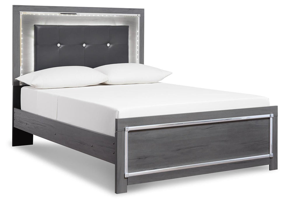 Cama Queen Lodanna con paneles y tocador con espejo