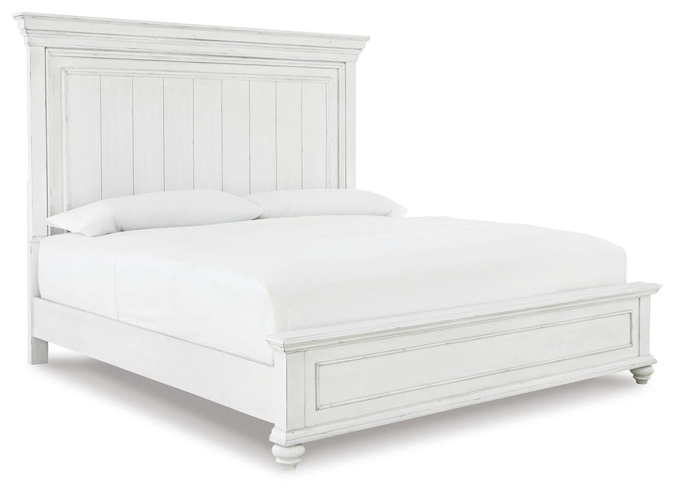 Cama tamaño queen con paneles y tocador con espejo Kanwyn