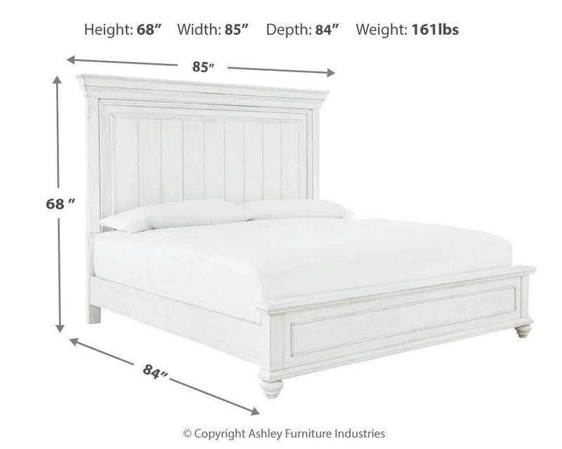 Cama tamaño queen con paneles y tocador con espejo Kanwyn