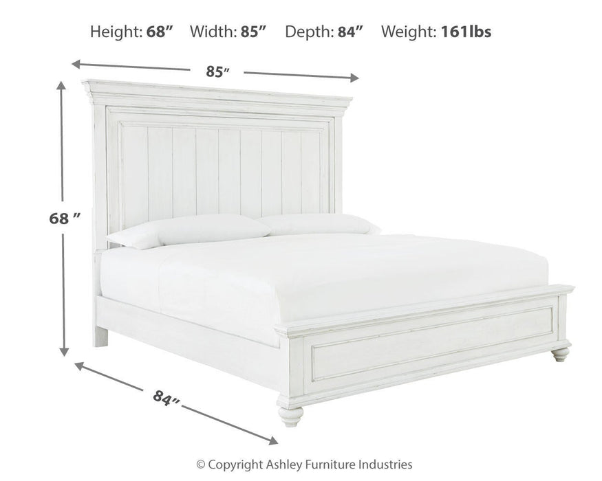 Cama tamaño queen con paneles y tocador con espejo Kanwyn