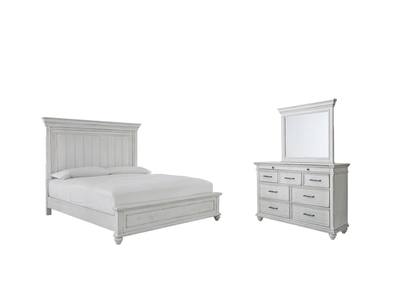 Cama tamaño queen con paneles y tocador con espejo Kanwyn