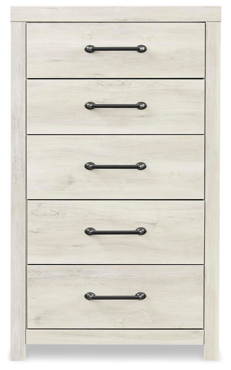 Cama King con dos cajones de almacenamiento, tocador con espejo, cómoda y mesita de noche Cambeck