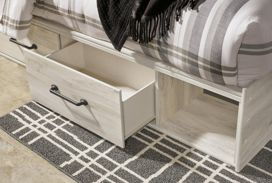 Cama King con 4 cajones de almacenamiento, tocador con espejo, cómoda y mesita de noche Cambeck