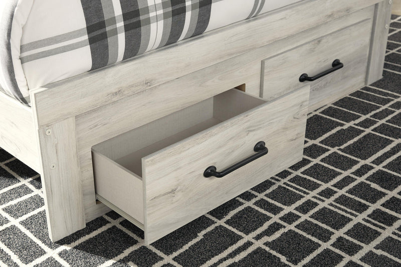 Cama Queen Cambeck con dos cajones de almacenamiento y tocador con espejo