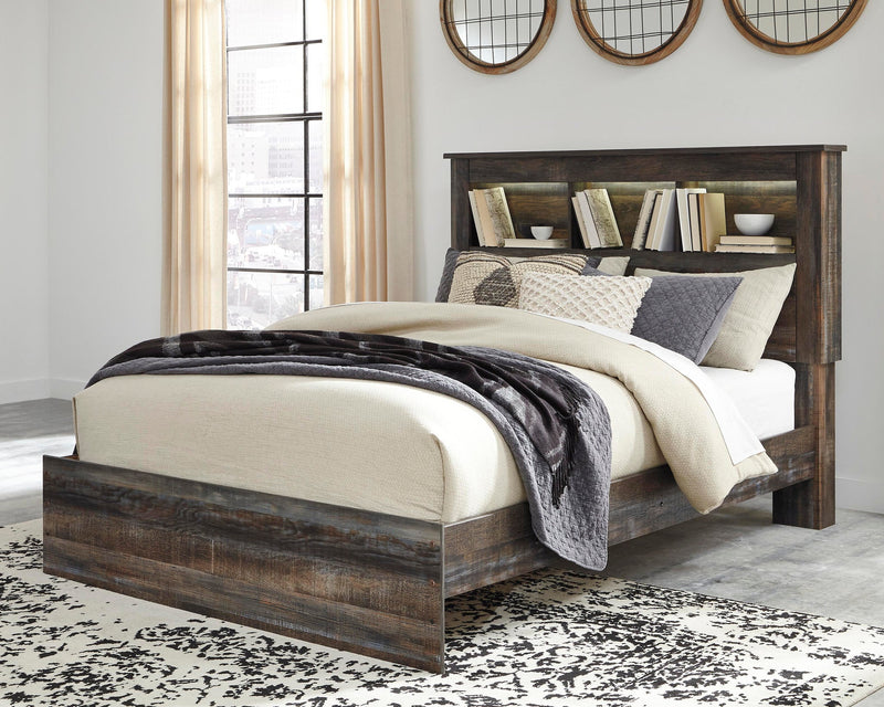 Cama Queen con estantería y tocador con espejo Drystan