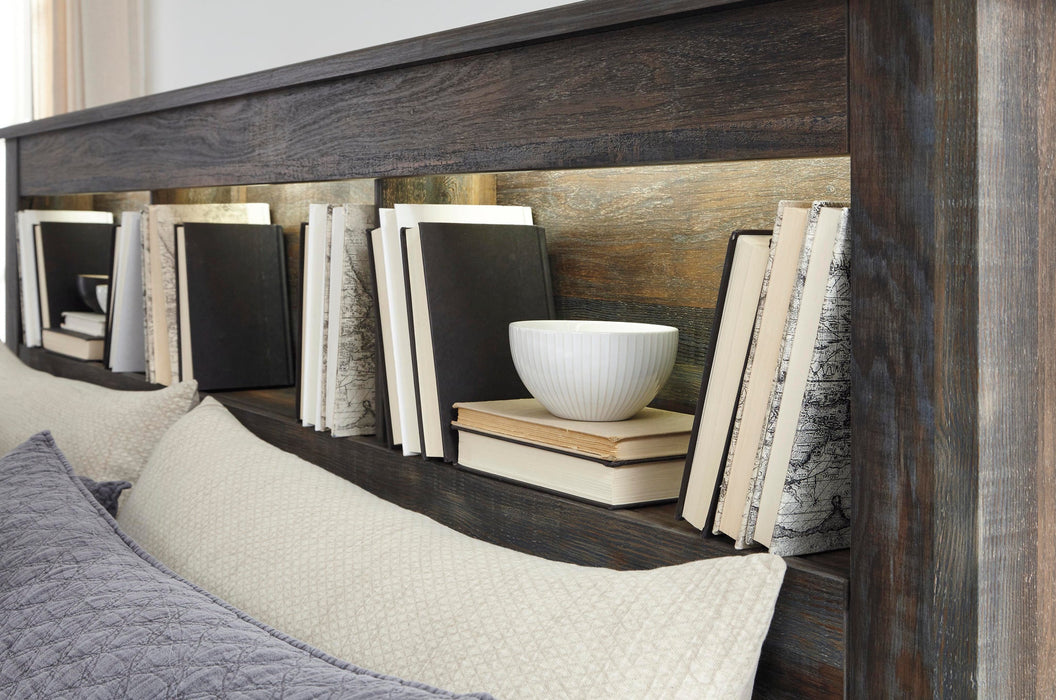 Cama Queen con estantería y 2 cajones de almacenamiento, tocador con espejo, cómoda y mesita de noche de Drystan