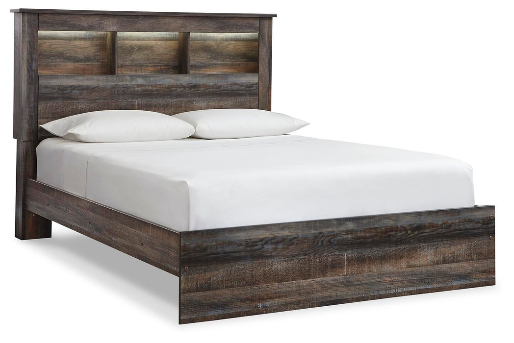 Drystan Queen Bookcase Bed, Dresser, Mirror, Chest and Nightstand
