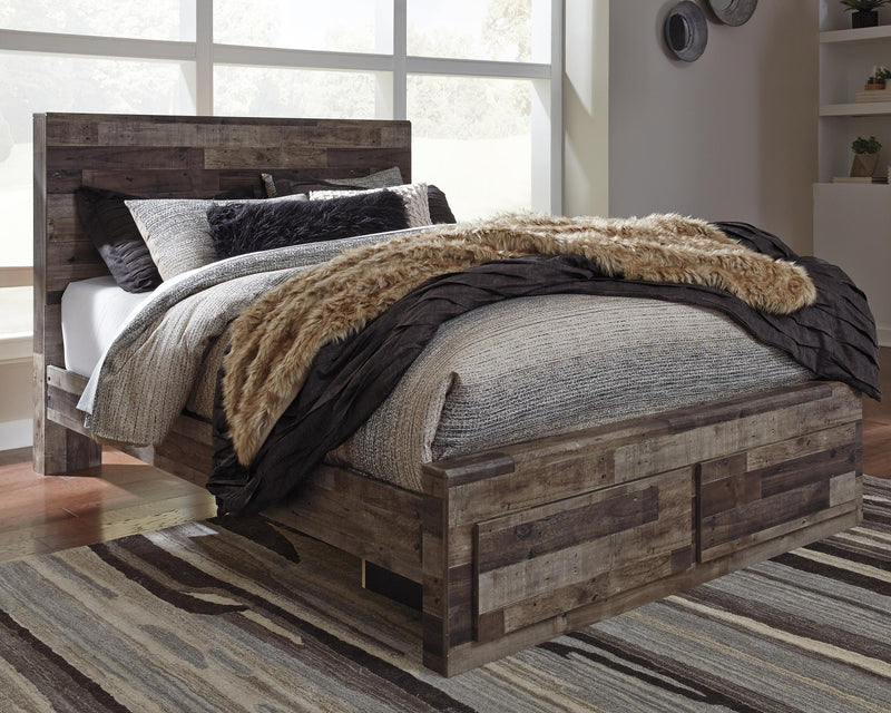 Cama Queen con dos cajones de almacenamiento y tocador con espejo Derekson