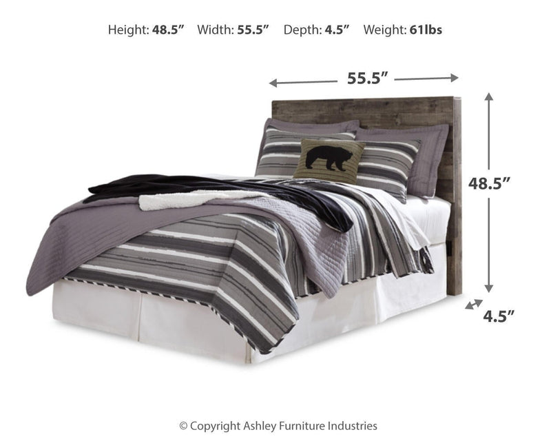 Cabecero de cama Derekson con paneles completos, tocador con espejo, cómoda y mesita de noche