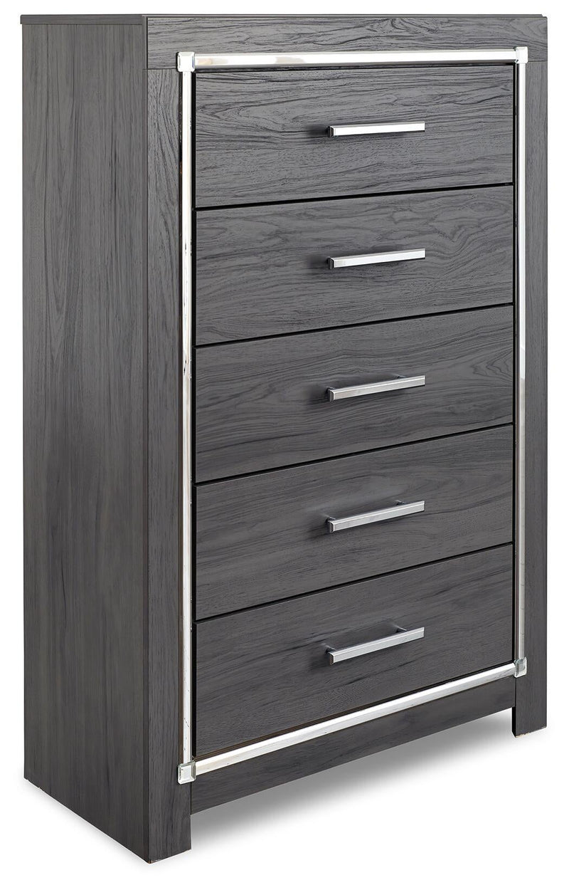Cabecero de cama tapizado completo Lodanna con tocador con espejo, cómoda y mesita de noche