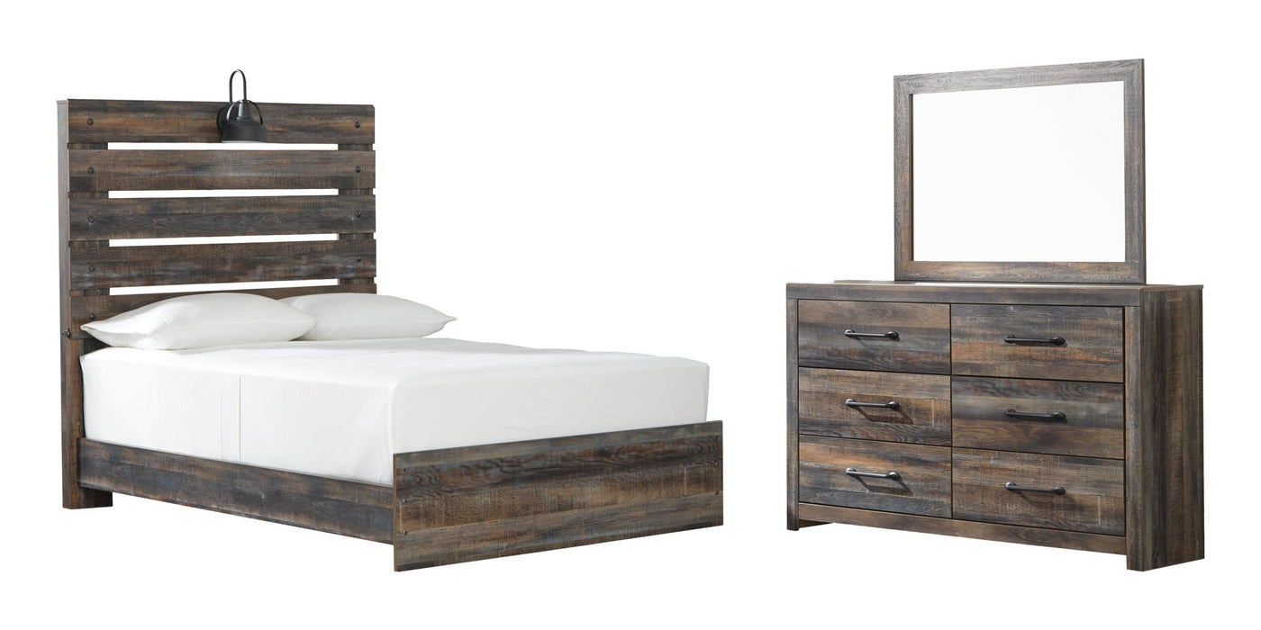 Drystan Full Panel Bed, Dresser and Mirror