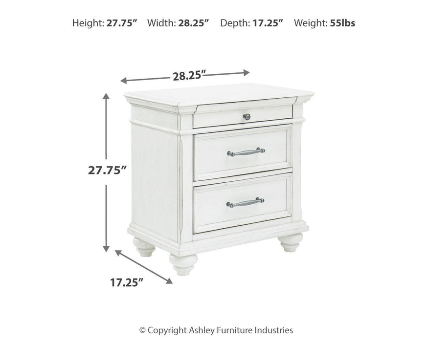 Kanwyn King Panel Bed with Storage with Mirrored Dresser, Chest and Nightstand