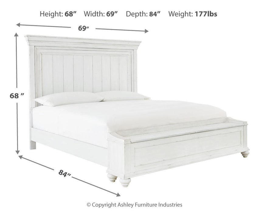 Kanwyn Queen Panel Bed with Storage with Mirrored Dresser, Chest and Nightstand