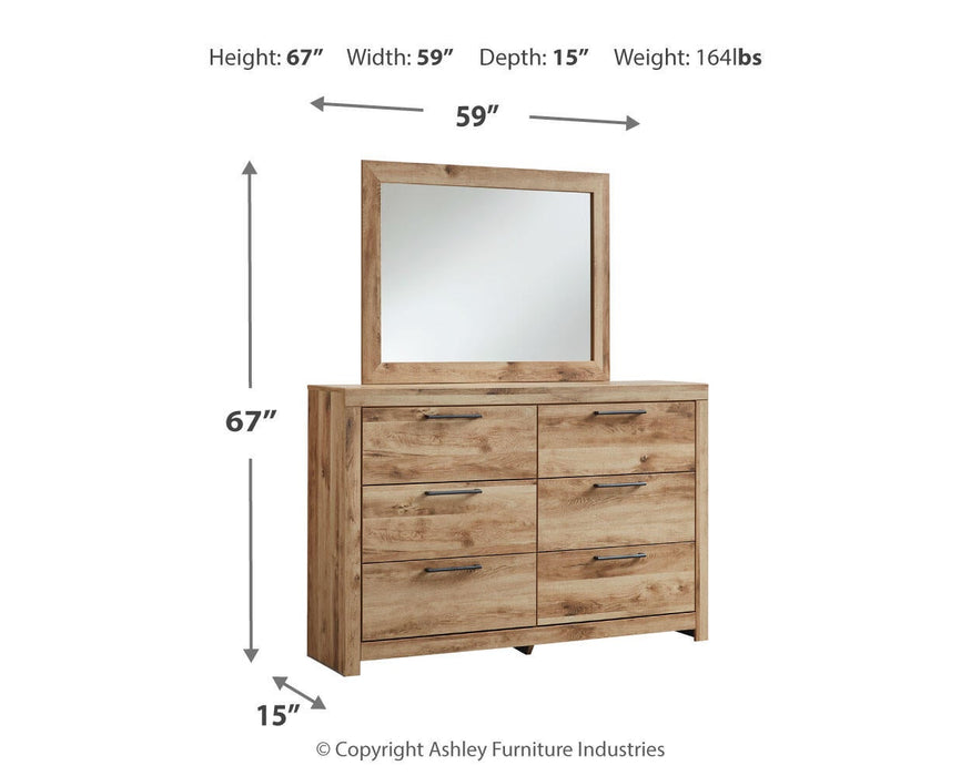 Hyanna Queen Panel Bed with 2 Side Storage, Dresser and Mirror