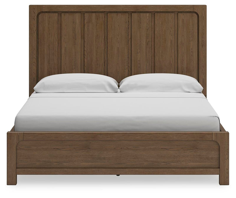 Cabalynn California King Panel Bed with Storage with Mirrored Dresser and Nightstand